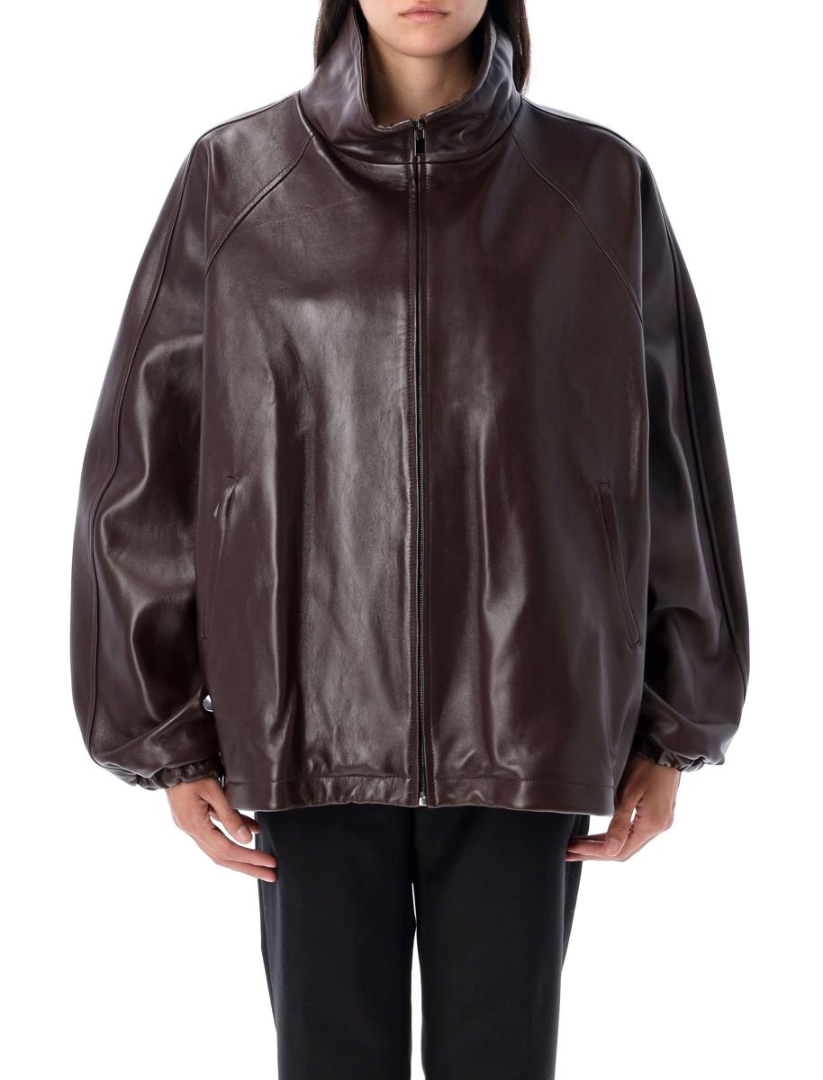 Magda Butrym Burgundy Leather Bomber Jacket