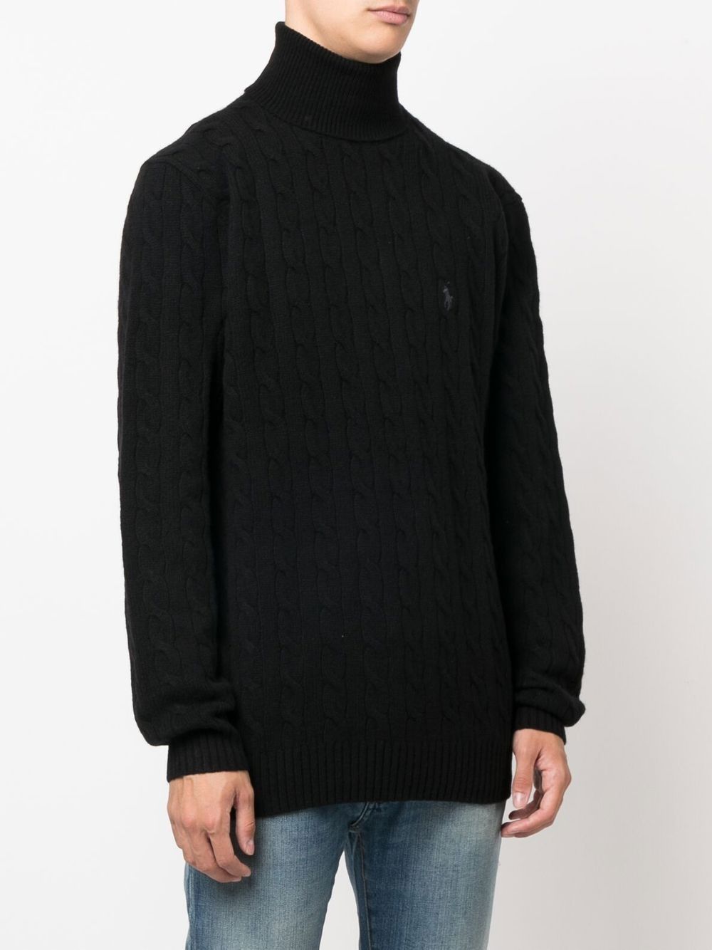 Cashmere and wool cable knit turtleneck